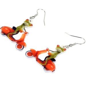Scooter Frog Acrylic Earrings